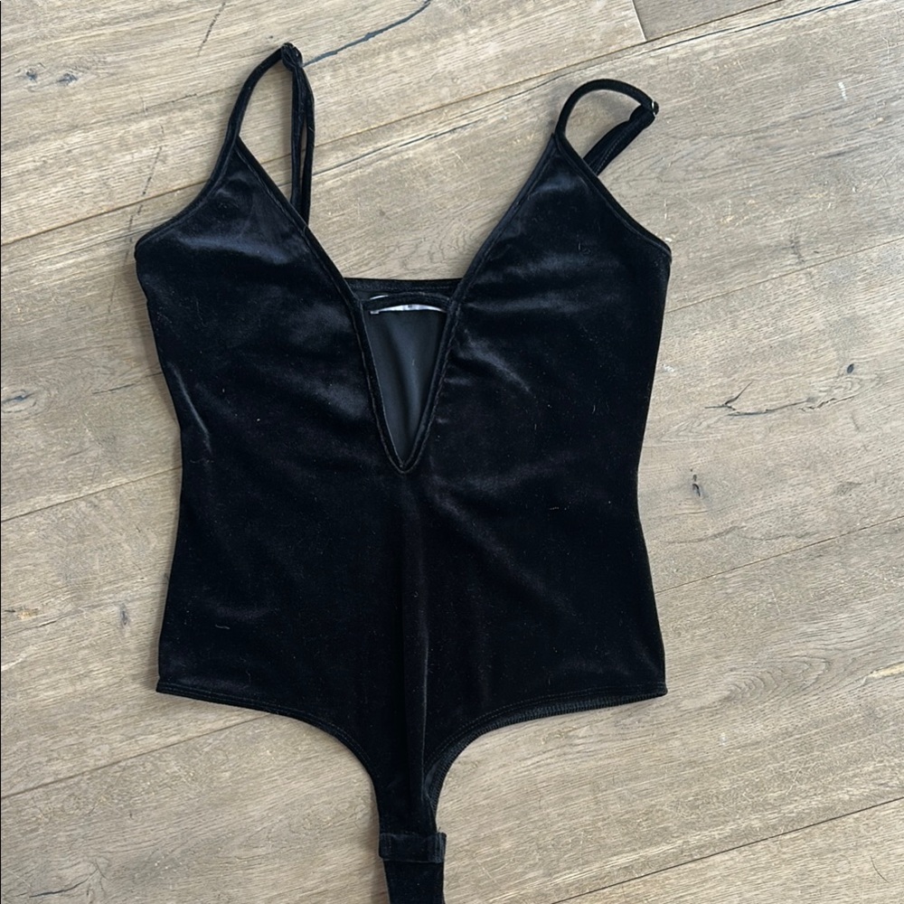 Elegant Black Velvet Bodysuit